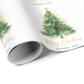 Modern Watercolor Christmas Pine Tree Cadeaupapier (Rol Hoek)