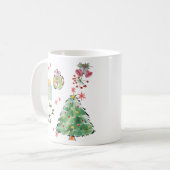 Modern Watercolor Christmas Tree Holiday Coffee Koffiemok (Voorkant links)