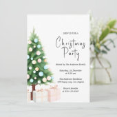 Modern Watercolor Christmas Tree Party Invitation  (Debout devant)