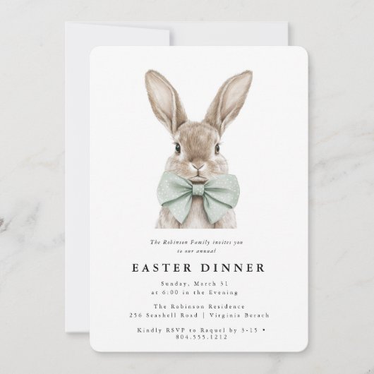 Modern Watercolor Easter Dinner Invitation (Devant)