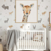 Modern Watercolor Giraffe Nursery Wall Art Poster