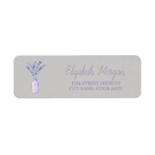 Modern Watercolor Mason Jar Lavendel Adres Etiket
