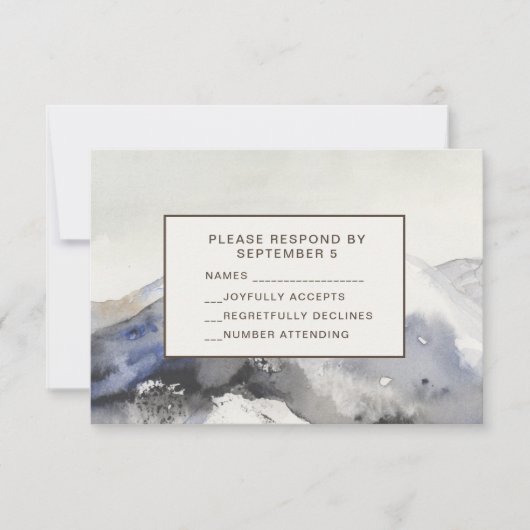 Modern Watercolor Mountains RSVP Card Neutral Tan (Devant)