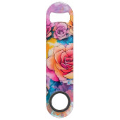 Modern Watercolor Paint Daubs Bouquet Speed Flessenopener (Achterkant)