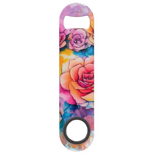 Modern Watercolor Paint Daubs Bouquet Speed Flessenopener (Voorkant)