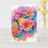 Modern Watercolor Paint Daubs Roses Bouquet Kaart (Gele Bloem)
