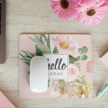 Modern Watercolor Pink Flowers & Hello & Nom<br><div class="desc">Modern Watercolor Pink Flowers & Hello & Nom</div>