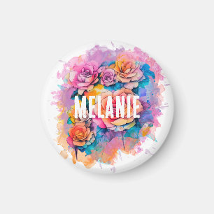 Modern Watercolor Rozen Boeket Gepersonaliseerd Magneet