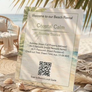 Modern Watercolor Vacation Rental Beach House Reclamebord Met Voetstuk