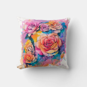 Modern Watercolor Verf Kladden Boeket Kussen