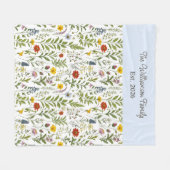Modern Watercolor Wildflower Pattern Personalized Fleece Deken (Voorkant (Horizontaal))