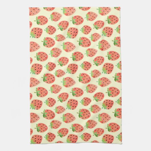 Modern Waterverf aardbeienpatroon Theedoek (Verticaal)