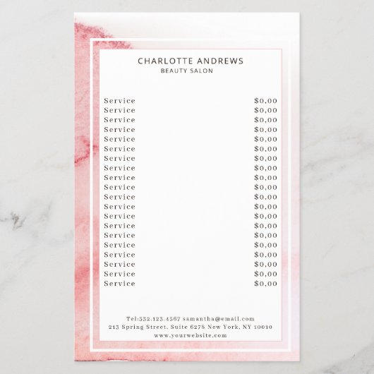 Modern Waterverf Abstrakt Weiß Rosa Flyer (Voorkant)