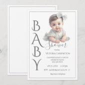 Modern Waterverf Baby shower Kaart (Voorkant / Achterkant)