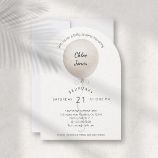 Modern Waterverf Beige Balloon Baby shower Kaart