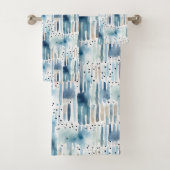 Modern Waterverf blauw Abstract patroon Bad Handdoek (Insitu)