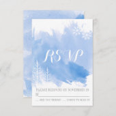 Modern waterverf blauw winterbruiloft RSVP antwoor (Voorkant / Achterkant)