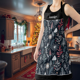 Modern waterverf bloem bloemen kerst patroon schort