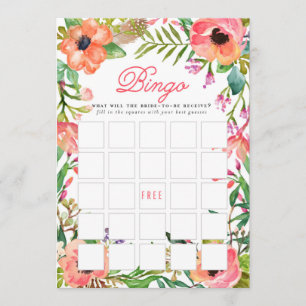 Modern Waterverf Bloemen Vrijgezellenfeest Bingo s Kaart