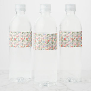 Modern Waterverf bloempatroon Waterfles Etiket
