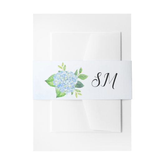 Modern Waterverf Blue Hydrangea Wedding Uitnodigingen Wikkel (Voorkant Voorbeeld)