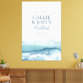 Modern Waterverf Blue Ocean Wedding Welcome Sign Canvas Afdruk (Insitu (Woonkamer))