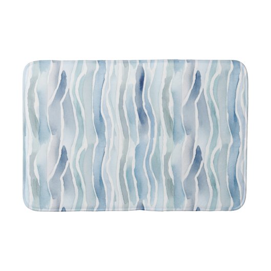 Modern Waterverf Blue Wave Stripe Pattern Badmat (Voorkant)