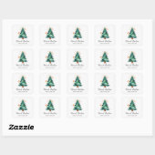 Modern Waterverf Effect Kerstboom Business Vierkante Sticker (Vel)