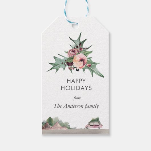 modern waterverf foliage Holiday Gift Label Cadeaulabel (Voorkant)