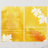 Modern waterverf geel trouwprogramma (Voorkant)