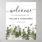 modern Waterverf groen bos met sneeuw Poster (Voorkant)