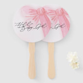 Modern Waterverf Hallo Blush Pink Bow Handwaaier (Voorkant en achterkant)