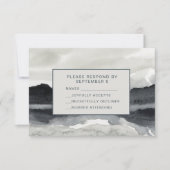 Modern Waterverf Mountains RSVP Card Indigo Cream (Voorkant)