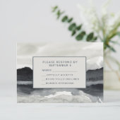 Modern Waterverf Mountains RSVP Card Indigo Cream Kaartje (Staand voorkant)