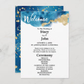 Modern Waterverf Ocean Island bruiloft programma (Voorkant / Achterkant)