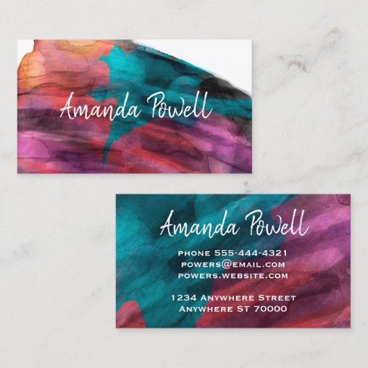 modern waterverf paars gedurfd abstract gebruik visitekaartje (Voorkant / Achterkant)