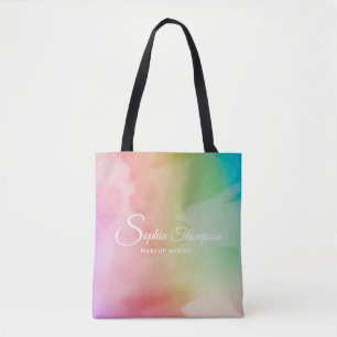 Modern Waterverf Script Rainbow Pastel - Canvas ta Draagtas