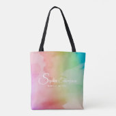 Modern Waterverf Script Rainbow Pastel - Canvas ta Draagtas (Achterkant)