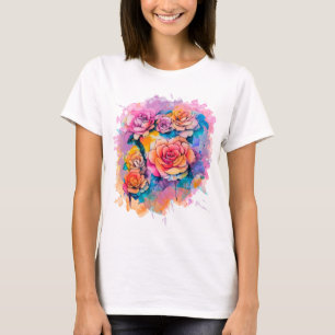 Modern waterverf verf klodders Rozen Boeket T-shirt