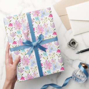 Modern Waterverf Wildbloem Patroon Cadeaupapier