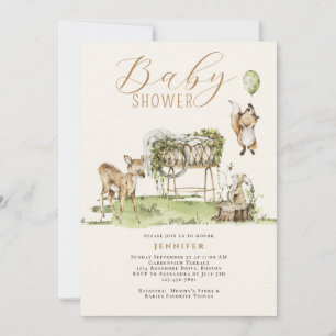 Modern Waterverf Woodland Animals Baby shower Kaart