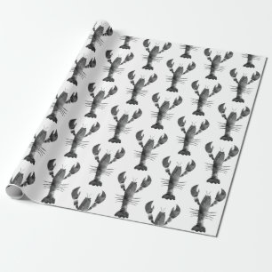 Modern Waterverf zwart wit kreeftenpatroon Cadeaupapier