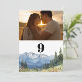 Modern Watervlak Berg Foto Tafelnummer (Staand voorkant)