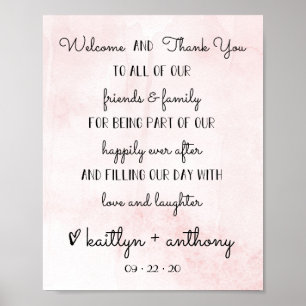 Modern Watervorst Huwelijks Welkom & Bedank Bord Poster