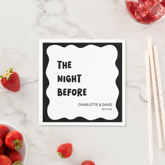 Modern Wave Border zwart-wit repetitie diner Servet (Insitu)