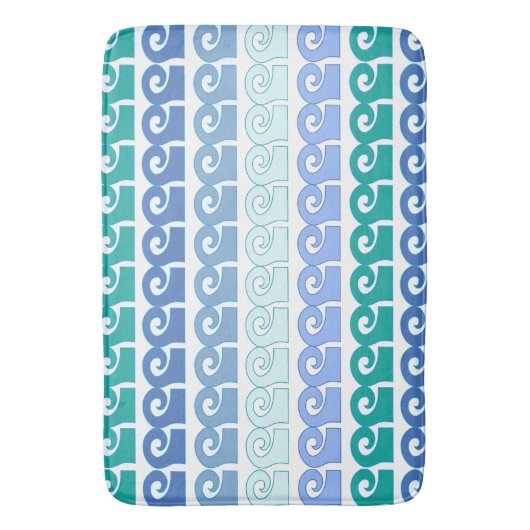 Modern Waves Pattern in Shades of Blue Badmat (Voorkant Verticaal)