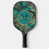 Modern Waves Turquoise Blauwgroen Blauw Gepersonal Pickleball Paddle (Voorkant)