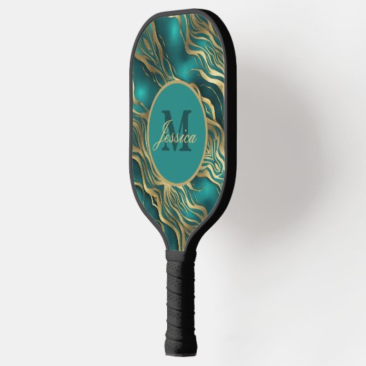 Modern Waves Turquoise Blauwgroen Blauw Gepersonal Pickleball Paddle (Links)