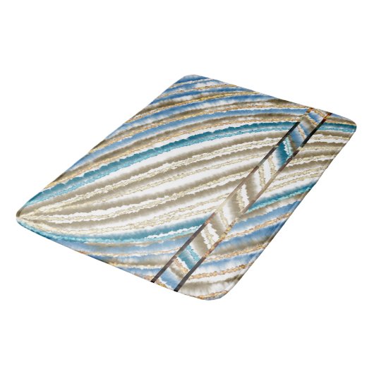 Modern Wavy Beach Stripes Badmat (Gekanteld)