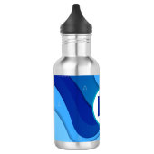 Modern Wavy Blue Abstract Monogram Waterfles (Links)